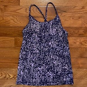 Champion Duodry Purple Print Razer Back Athletic Yoga Tank Top w/ Bra M